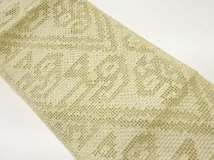 羅リボン通し幾何学模様織出し名古屋帯